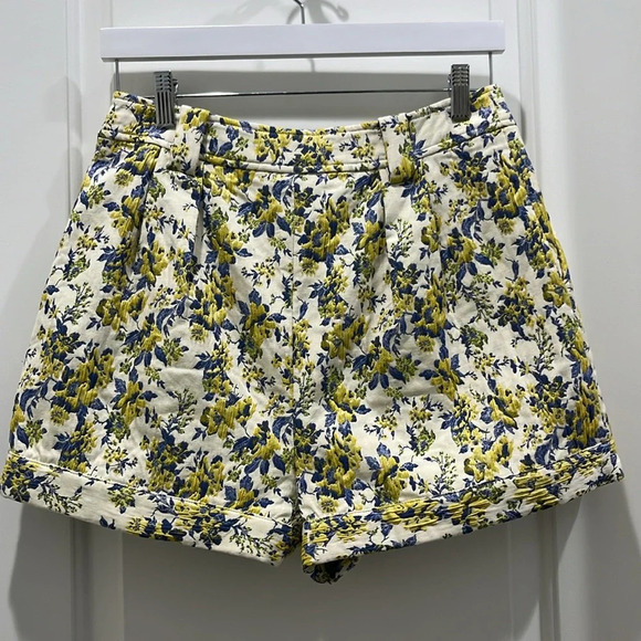NWT Lovers + Friends Warren Floral Yellow & Blue High Waisted Shorts Sz M - Picture 4 of 7